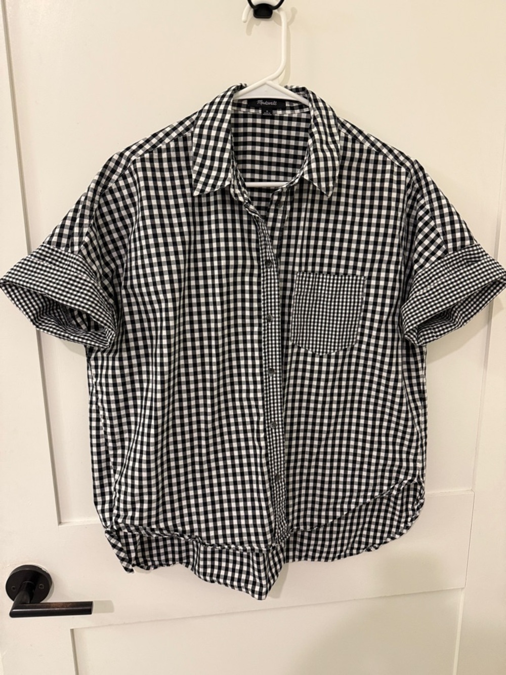 Madewell Black & White Gingham Short-Sleeve Button-Up Shirt